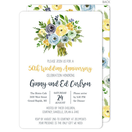 Yellow and Blue Bouquet Invitations
